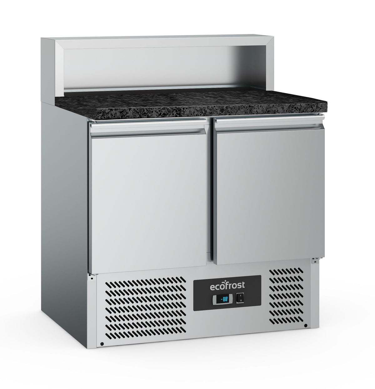 Table de préparation pizza réfrigérée 2 portes, 5 bacs GN 1/6, granit noir - L 900 x P 700 x H 1075 mm - Combisteel