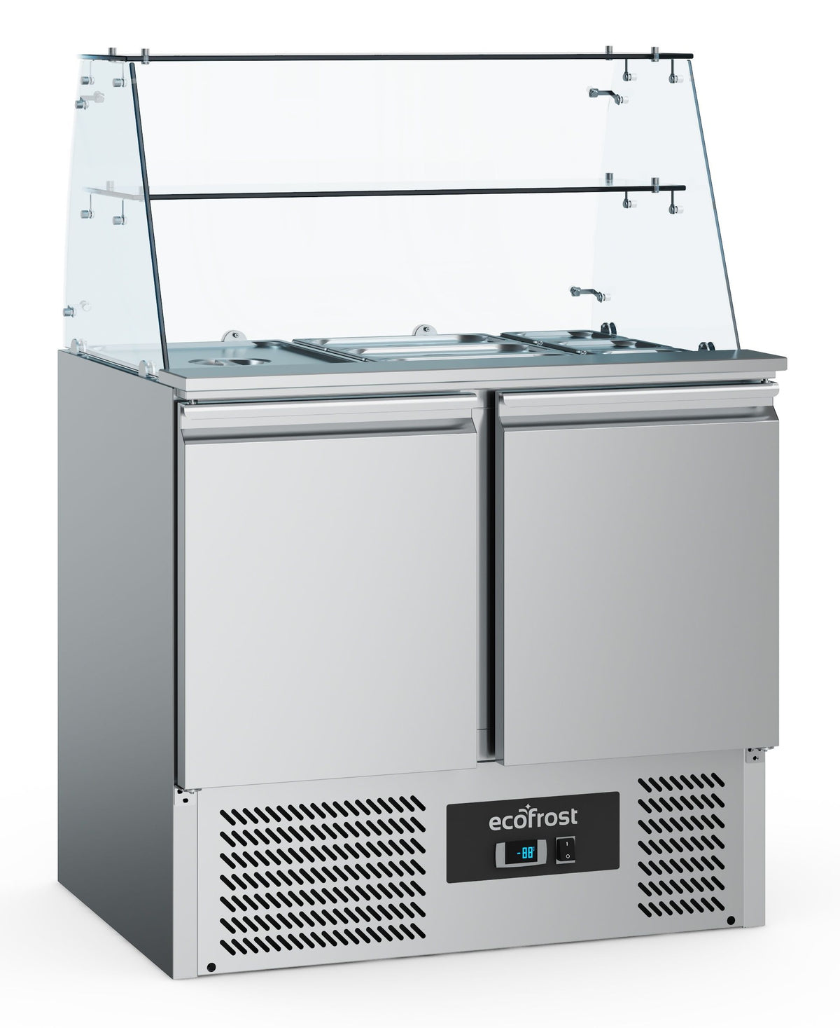Saladette réfrigérée 2 portes avec vitre, 2,5 bacs GN 1/1 - L 900 x P 700 x H 850 mm - Combisteel
