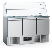 Saladette réfrigérée 3 portes avec vitre, 4 bacs GN 1/1 - L 1365 x P 700 x H 850 mm - Combisteel