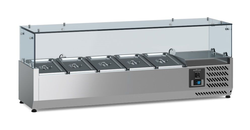 Puits réfrigéré à poser pour 5 bacs GN 1/4, longueur 1200 mm - L 1200 x P 335 x H 435 mm - Combisteel