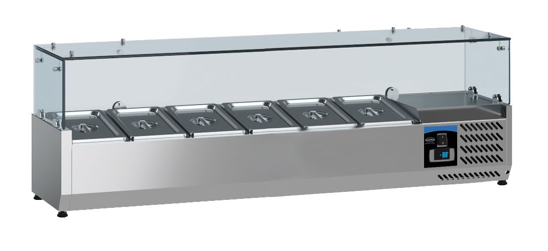 Puits réfrigéré à poser pour 6 bacs GN 1/4, longueur 1400 mm - L 1400 x P 335 x H 435 mm - Combisteel