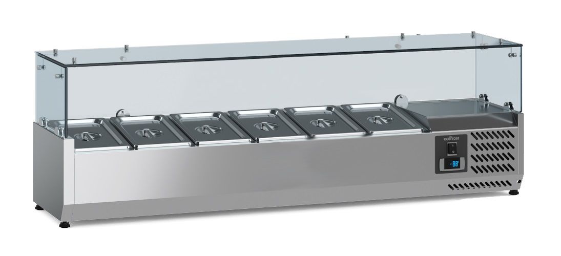 Puits réfrigéré à poser pour 6 bacs GN 1/3, longueur 1400 mm - L 1400 x P 395 x H 435 mm - Combisteel