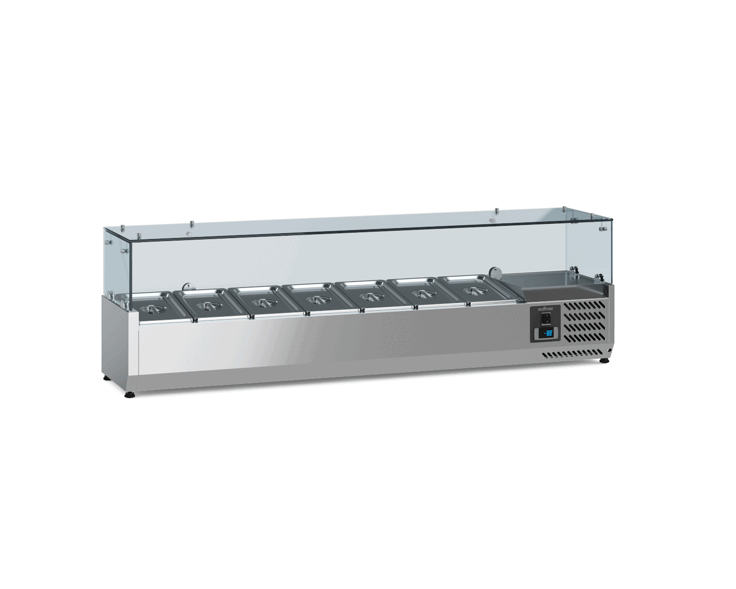 Puits réfrigéré à poser pour 7 bacs GN 1/4, longueur 1600 mm - L 1600 x P 335 x H 435 mm - Combisteel