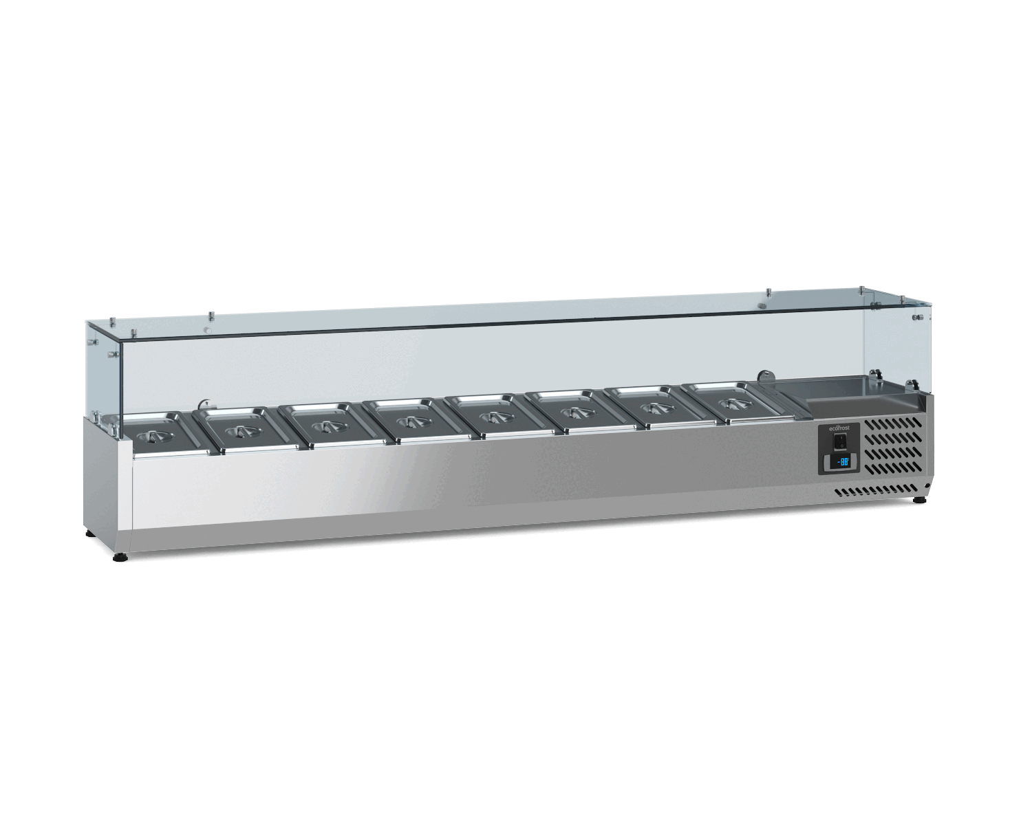 Puits réfrigéré à poser pour 8 bacs GN 1/4, longueur 1800 mm - L 1800 x P 335 x H 435 mm - Combisteel