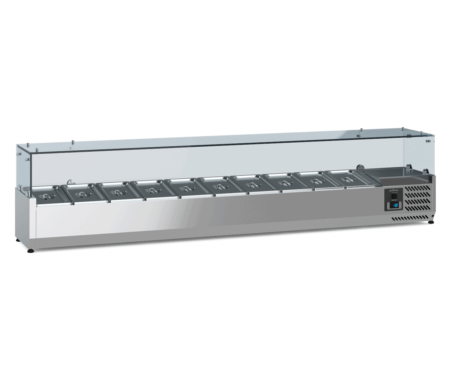 Puits réfrigéré à poser pour 10 bacs GN 1/4, longueur 2000 mm - L 2000 x P 335 x H 435 mm - Combisteel