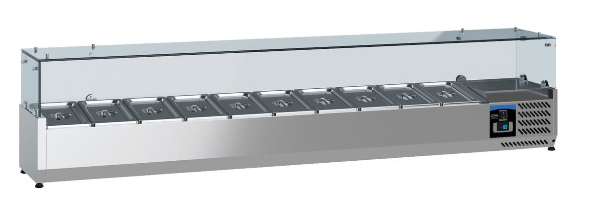 Puits réfrigéré à poser pour 10 bacs GN 1/4, longueur 2000 mm - L 2000 x P 335 x H 435 mm - Combisteel