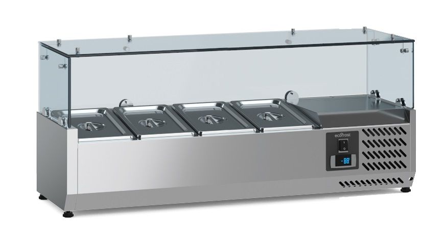 Puits réfrigéré à poser pour 4 bacs GN 1/3, longueur 1200 mm - L 1200 x P 395 x H 435 mm - Combisteel