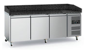 Table de préparation pour pizza 3 portes, dessus granit, sur roulettes - L 2020 x P 800 x H 1000 mm - Combisteel