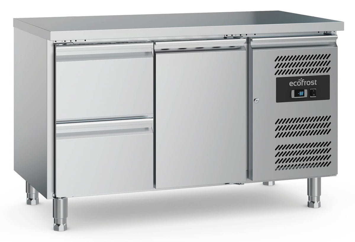 Table réfrigérée profondeur 700, 1 porte et 2 tiroirs - L 1360 x P 700 x H 850 mm - Combisteel