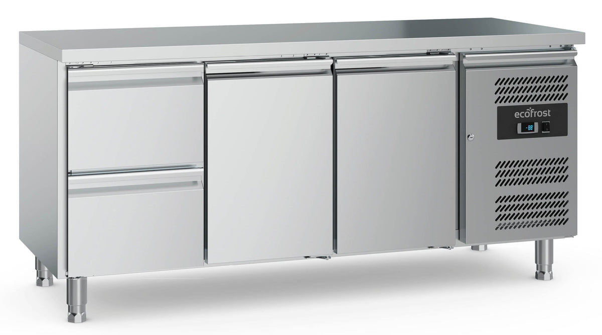 Table réfrigérée profondeur 700, 2 portes et 2 tiroirs - L 1795 x P 700 x H 850 mm - Combisteel