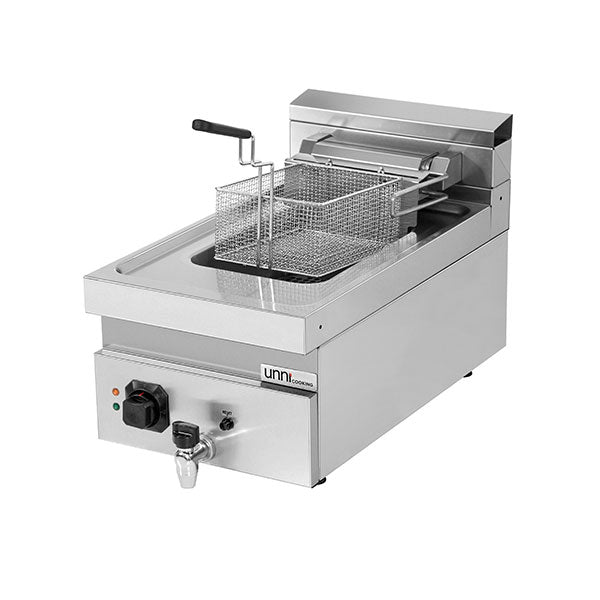 Friteuse électrique à poser 1 cuve 12 L - L 400 x P 700 x H 300 mm - 9 kW 400 V - Unninox