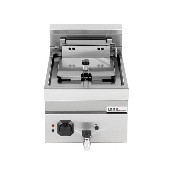Friteuse électrique à poser 1 cuve 12 L - L 400 x P 700 x H 300 mm - 9 kW 400 V - Unninox