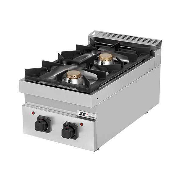 Fourneau gaz à poser 2 feux vifs - 13 kW - L 400 x P 700 x H 300 mm - Unninox