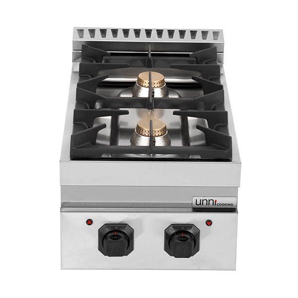 Fourneau gaz à poser 2 feux vifs - 13 kW - L 400 x P 700 x H 300 mm - Unninox