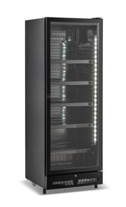 Armoire réfrigérée positive SVE 450 noir 1 porte en verre 400 litres Combisteel - Frigo professionnel vitré professionnel CHR - matériel cuisine pro - Cuistéo