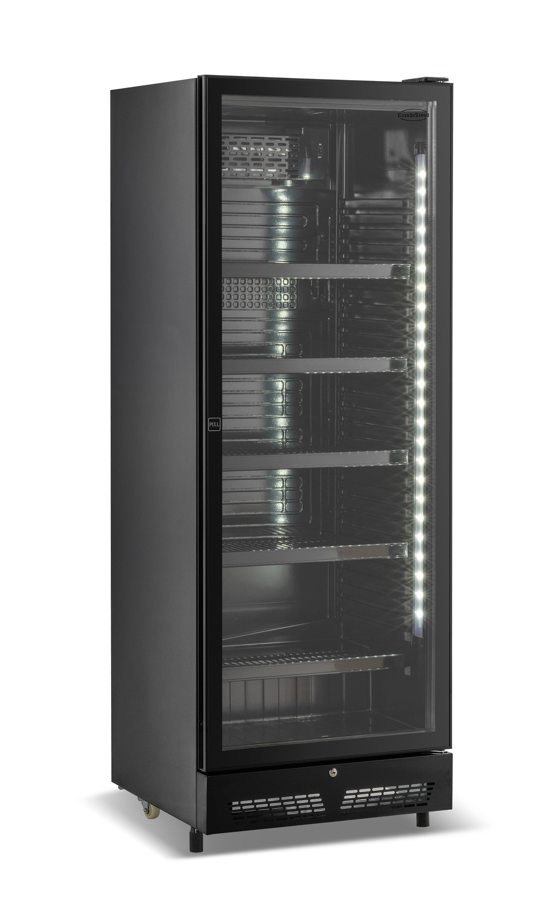 Armoire réfrigérée positive SVE 450 noir 1 porte en verre 400 litres Combisteel - Frigo professionnel vitré professionnel CHR - matériel cuisine pro - Cuistéo
