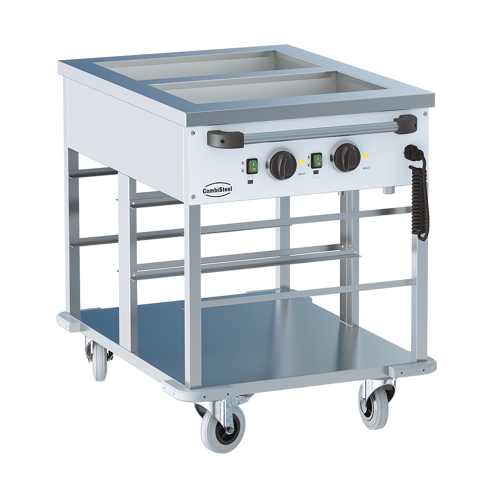 Chariot bain marie 2 x GN 1/1 Acier inoxydable Combisteel - Chariot Bain-Marie professionnel CHR - matériel cuisine pro - Cuistéo