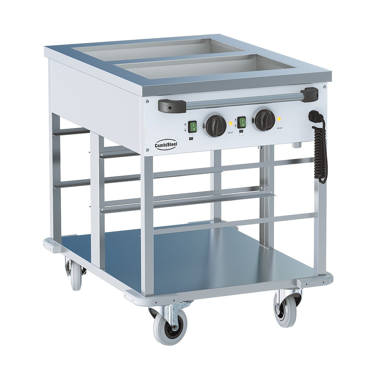 Chariot bain marie 2 x GN 1/1 Acier inoxydable Combisteel - Chariot Bain-Marie professionnel CHR - matériel cuisine pro - Cuistéo