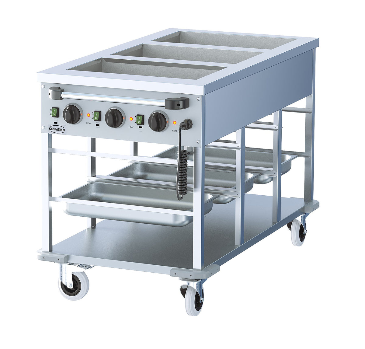 Chariot bain marie 3 x GN 1/1 Acier inoxydable Combisteel - vue 2 - Chariot Bain-Marie pro CHR - Cuistéo