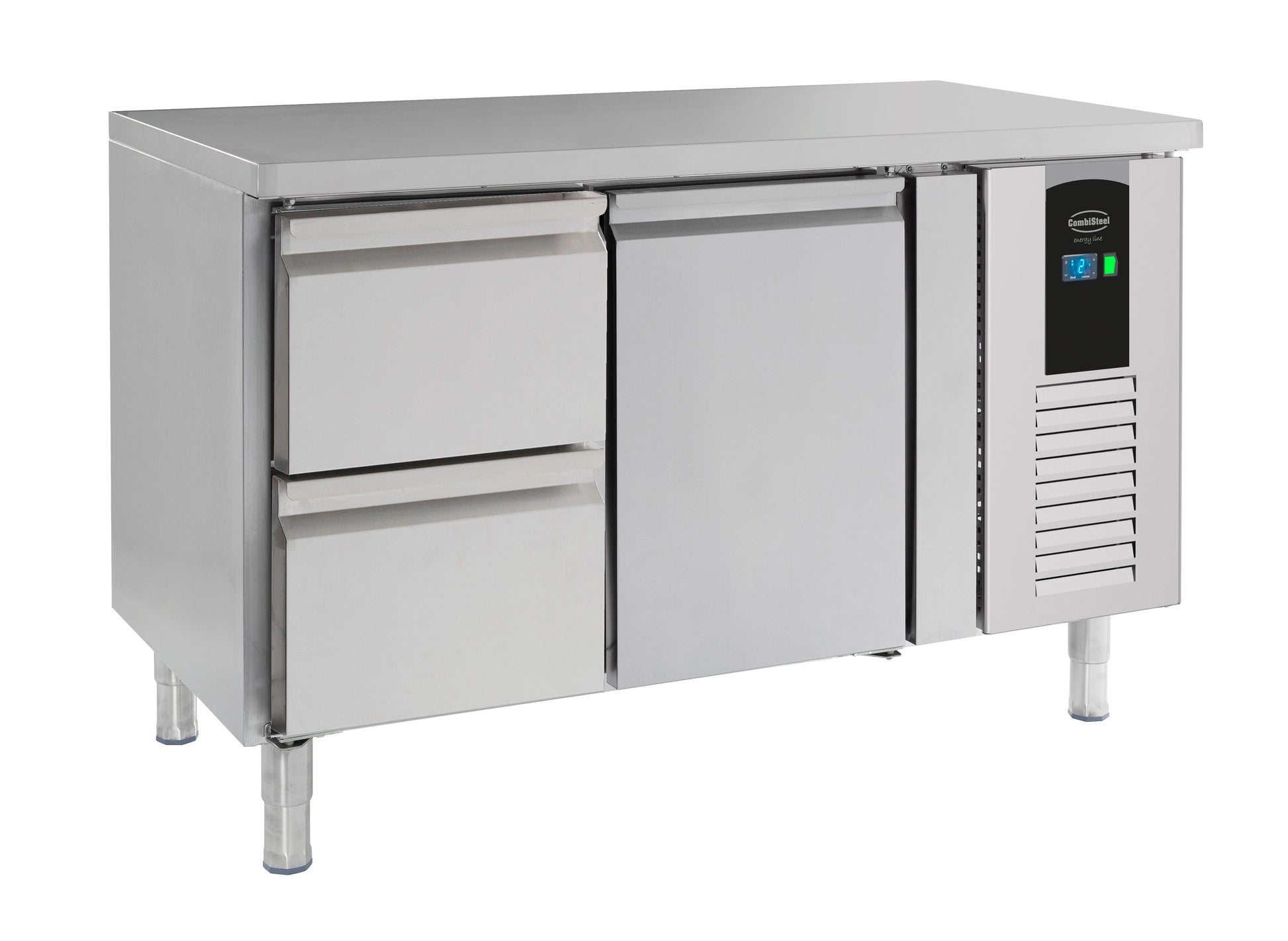 Table réfrigérée positive 1 porte et 2 tiroirs Energy line Gamme 700 1360x700x860 mm Combisteel - Table réfrigérée positive professionnel CHR - matériel cuisine pro - Cuistéo