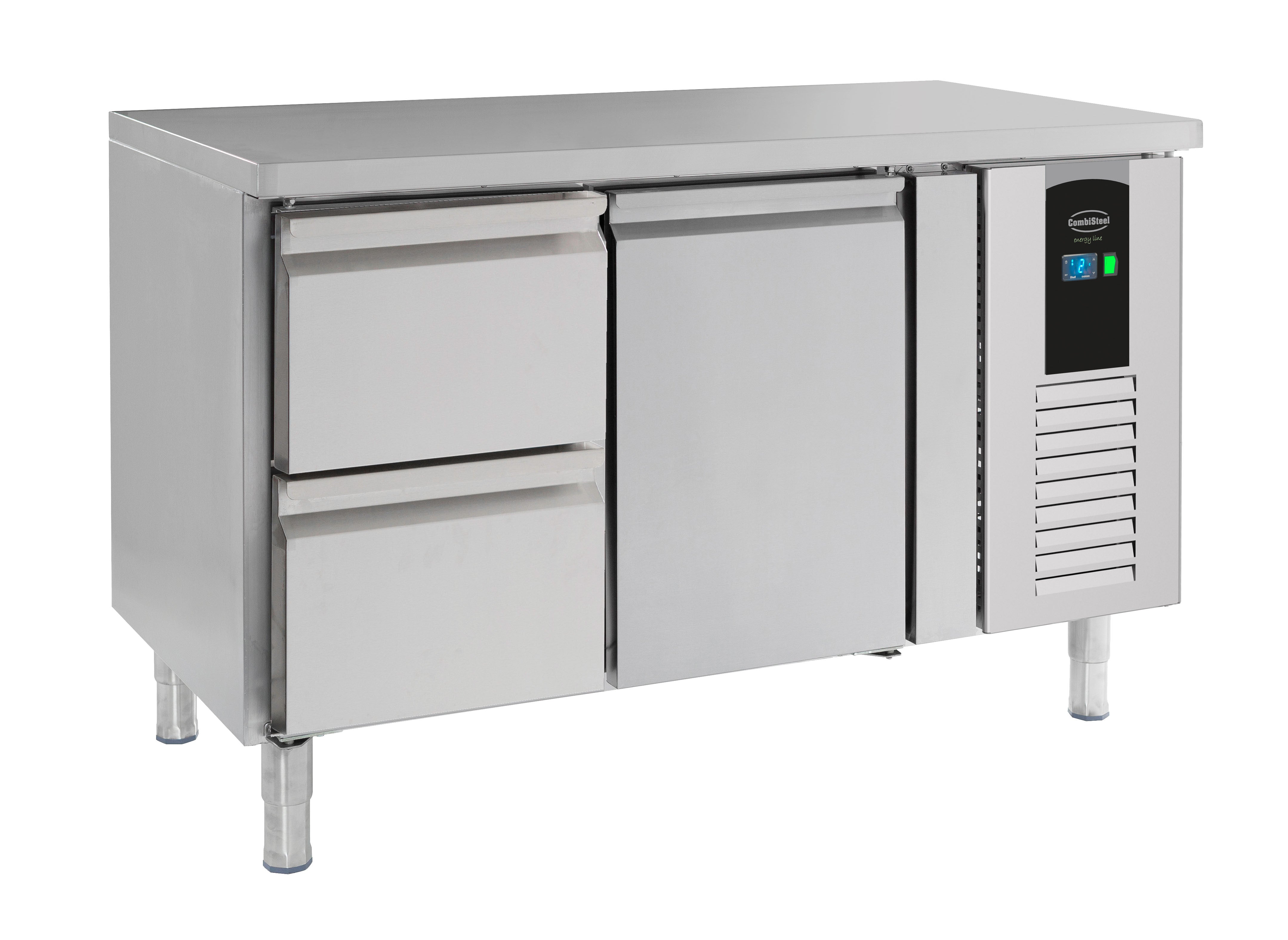 Table réfrigérée positive 1 porte et 2 tiroirs Energy line Gamme 700 1360x700x860 mm Combisteel - Table réfrigérée positive professionnel CHR - matériel cuisine pro - Cuistéo