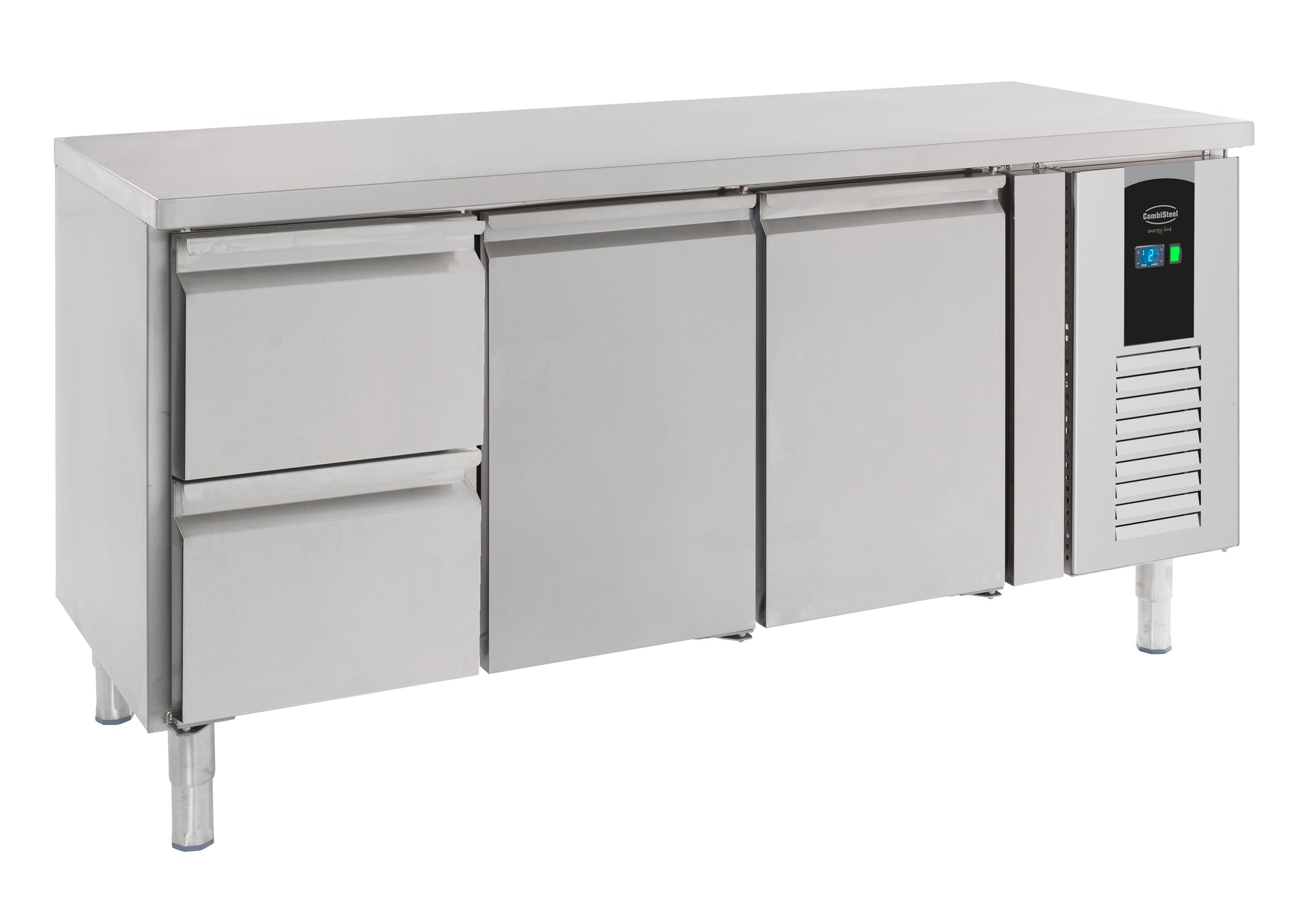 Table réfrigérée positive 2 portes et 2 tiroirs Energy line Gamme 700 1795x700x860 mm Inox Combisteel - Table réfrigérée positive professionnel CHR - matériel cuisine pro - Cuistéo