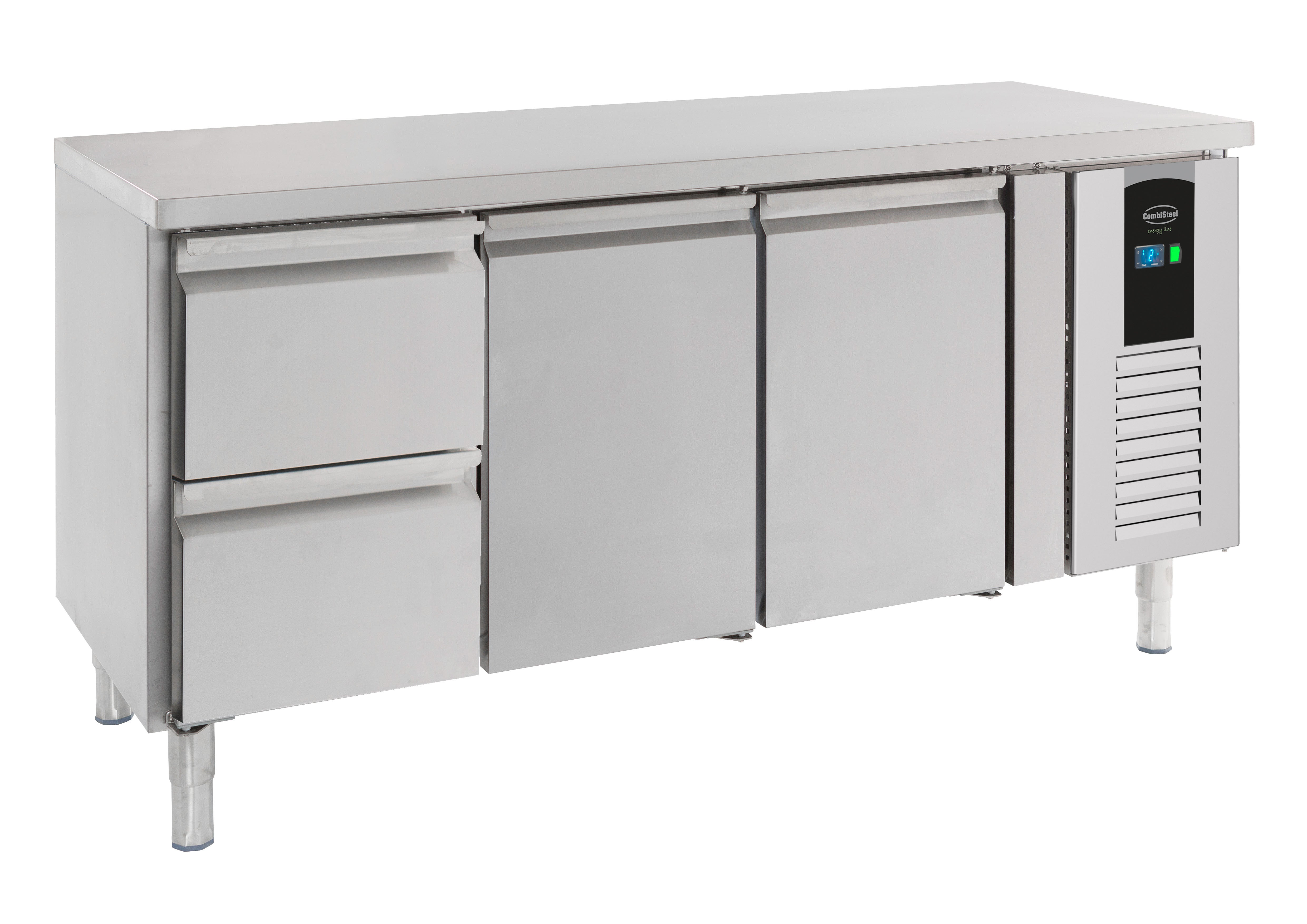 Table réfrigérée positive 2 portes et 2 tiroirs Energy line Gamme 700 1795x700x860 mm Inox Combisteel - Table réfrigérée positive professionnel CHR - matériel cuisine pro - Cuistéo