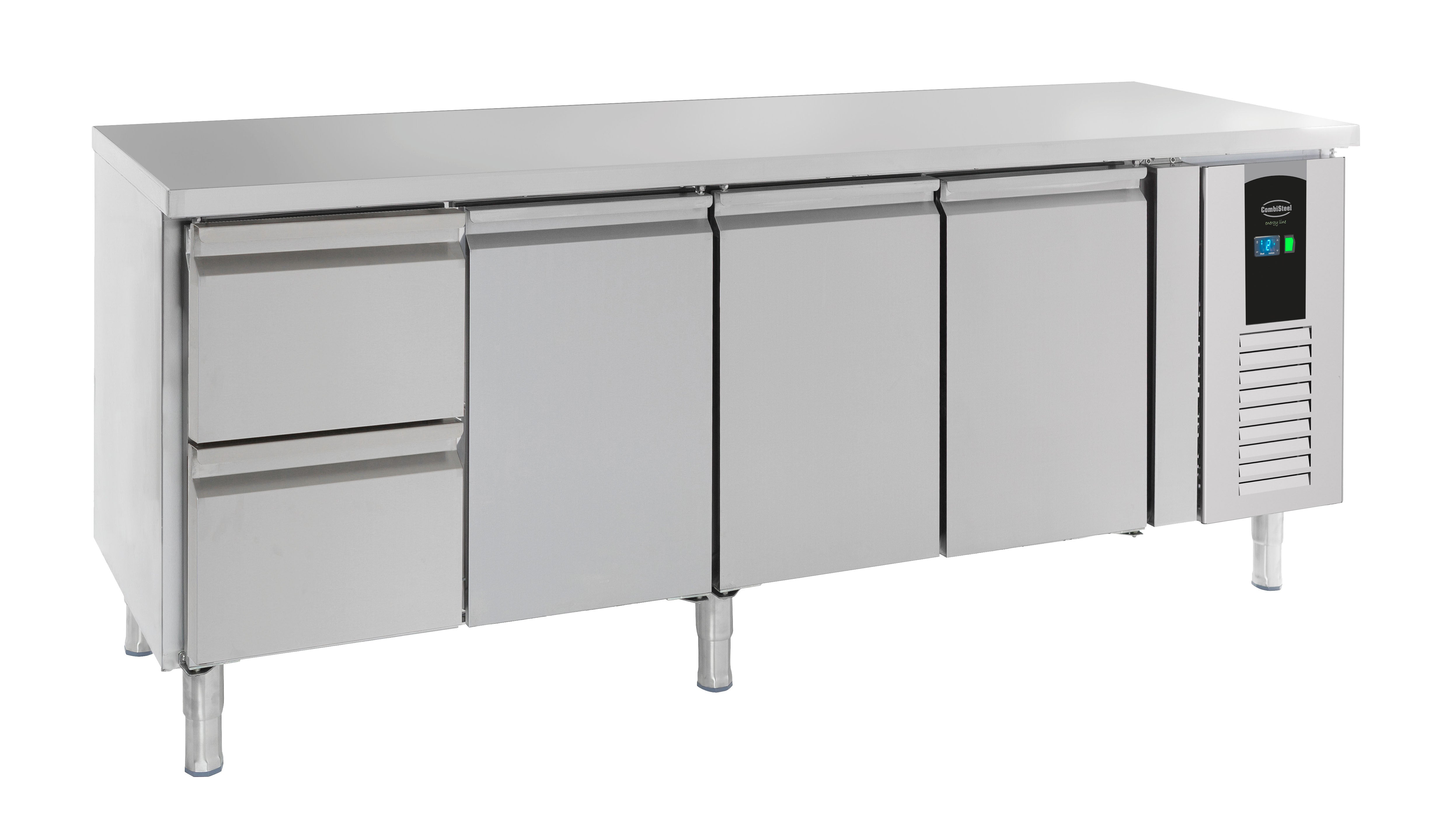 Table réfrigérée positive 3 portes et 2 tiroirs Energy line Gamme 700 2230x700x860 mm Inox Combisteel - Table réfrigérée positive professionnel CHR - matériel cuisine pro - Cuistéo