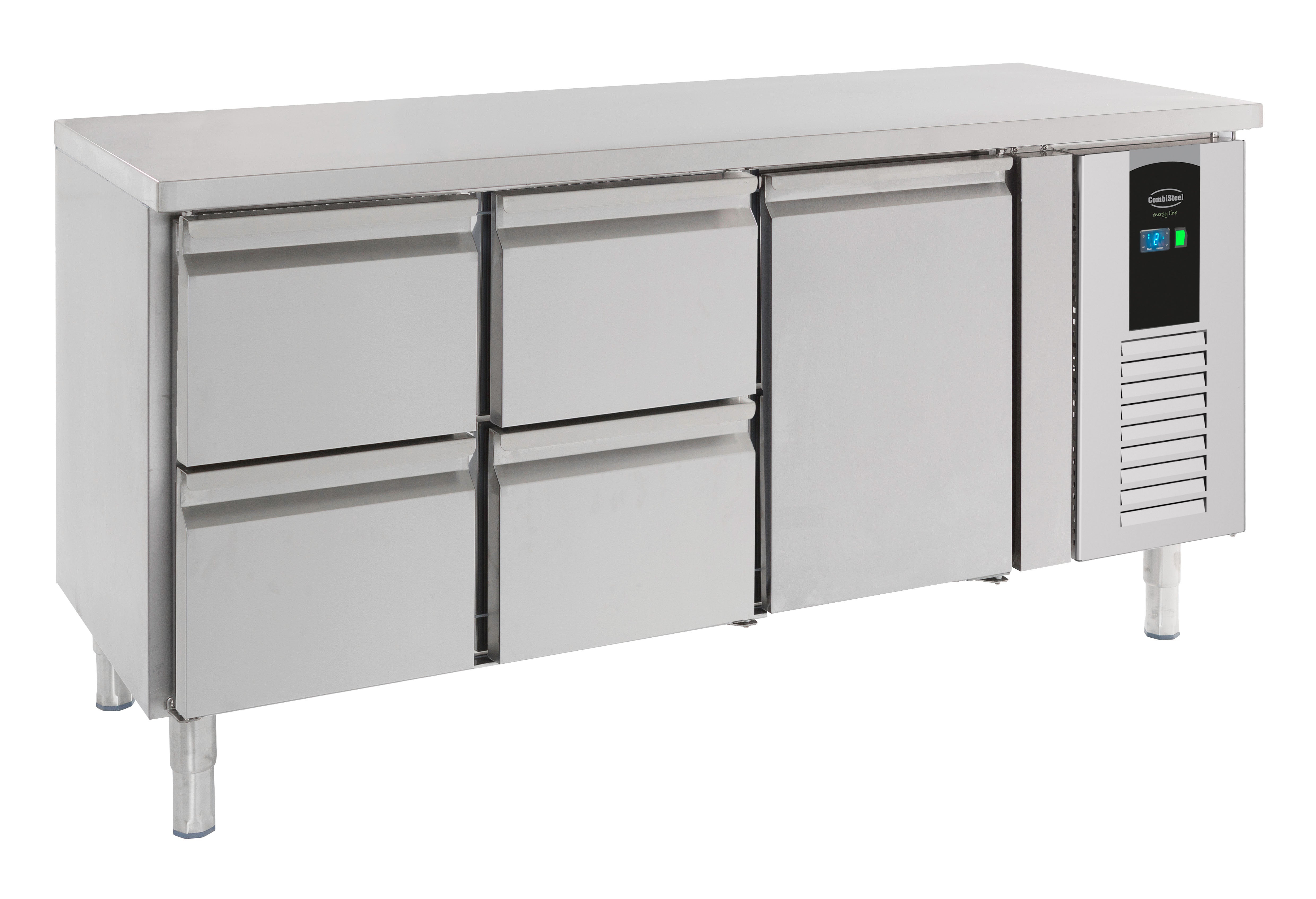 Table réfrigérée positive 1 porte et 4 tiroirs Energy line Gamme 700 1795x700x860 mm Inox Combisteel - Table réfrigérée positive professionnel CHR - matériel cuisine pro - Cuistéo