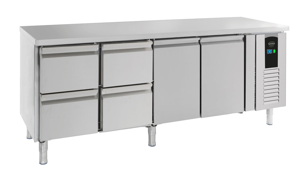 Table réfrigérée positive Energy line 2 portes et 4 tiroirs Gamme 700 2230x700x860 mm Combisteel - Table réfrigérée positive professionnel CHR - matériel cuisine pro - Cuistéo