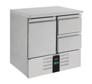Table réfrigérée positive 1 porte/2 tiroirs Energy line Evaporateur 903x700x870 mm Acier inoxydable Combistee Combisteel - Table réfrigérée positive professionnel CHR - matériel cuisine pro - Cuistéo