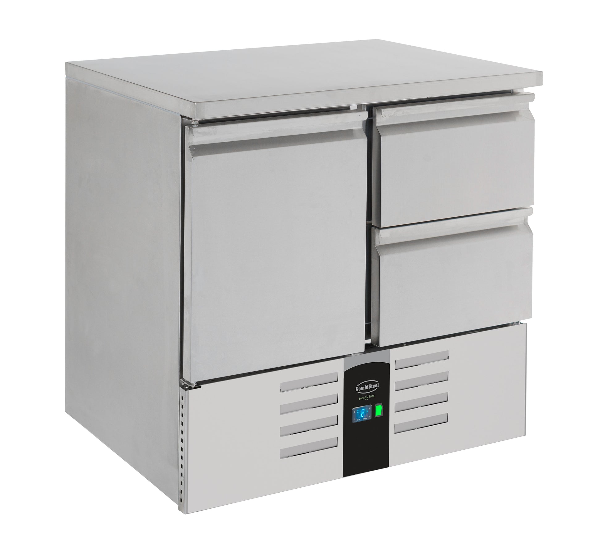 Table réfrigérée positive 1 porte/2 tiroirs Energy line Evaporateur 903x700x870 mm Acier inoxydable Combistee Combisteel - Table réfrigérée positive professionnel CHR - matériel cuisine pro - Cuistéo