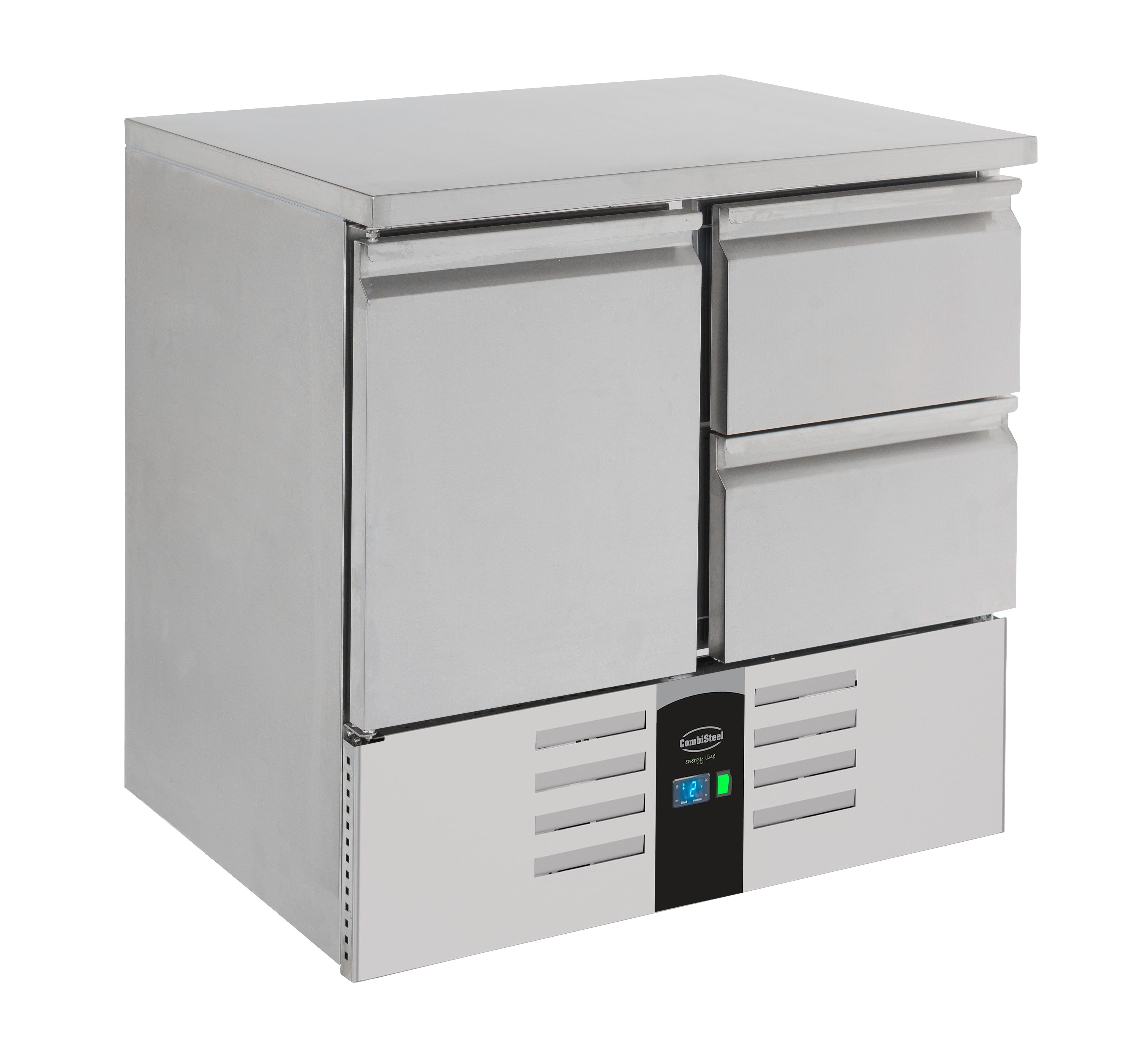 Table réfrigérée positive 1 porte/2 tiroirs Energy line Evaporateur 903x700x870 mm Acier inoxydable Combistee Combisteel - Table réfrigérée positive professionnel CHR - matériel cuisine pro - Cuistéo