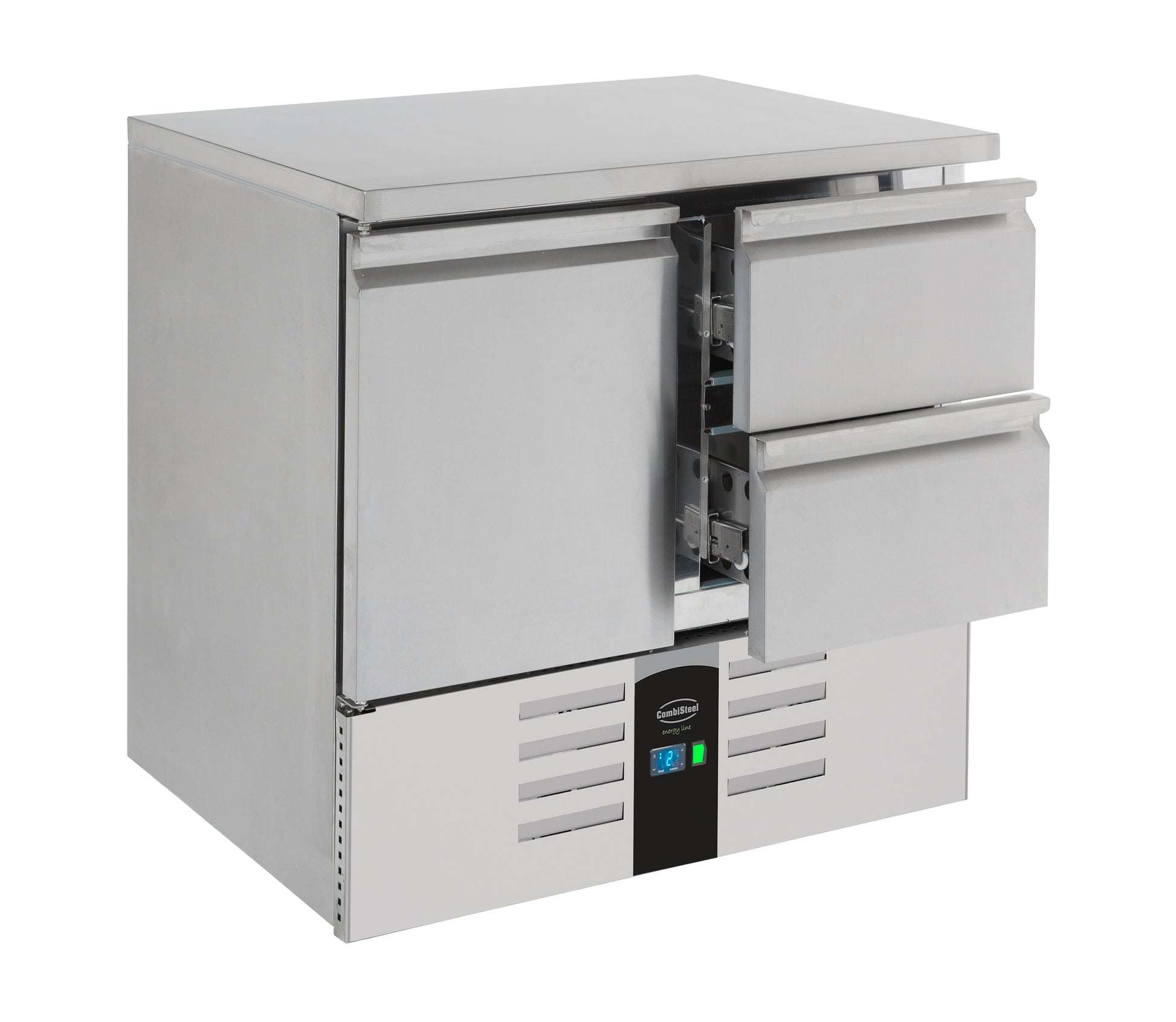 Table réfrigérée positive 1 porte/2 tiroirs Energy line Evaporateur 903x700x870 mm Acier inoxydable Combistee Combisteel - vue 2 - Table réfrigérée positive pro CHR - Cuistéo