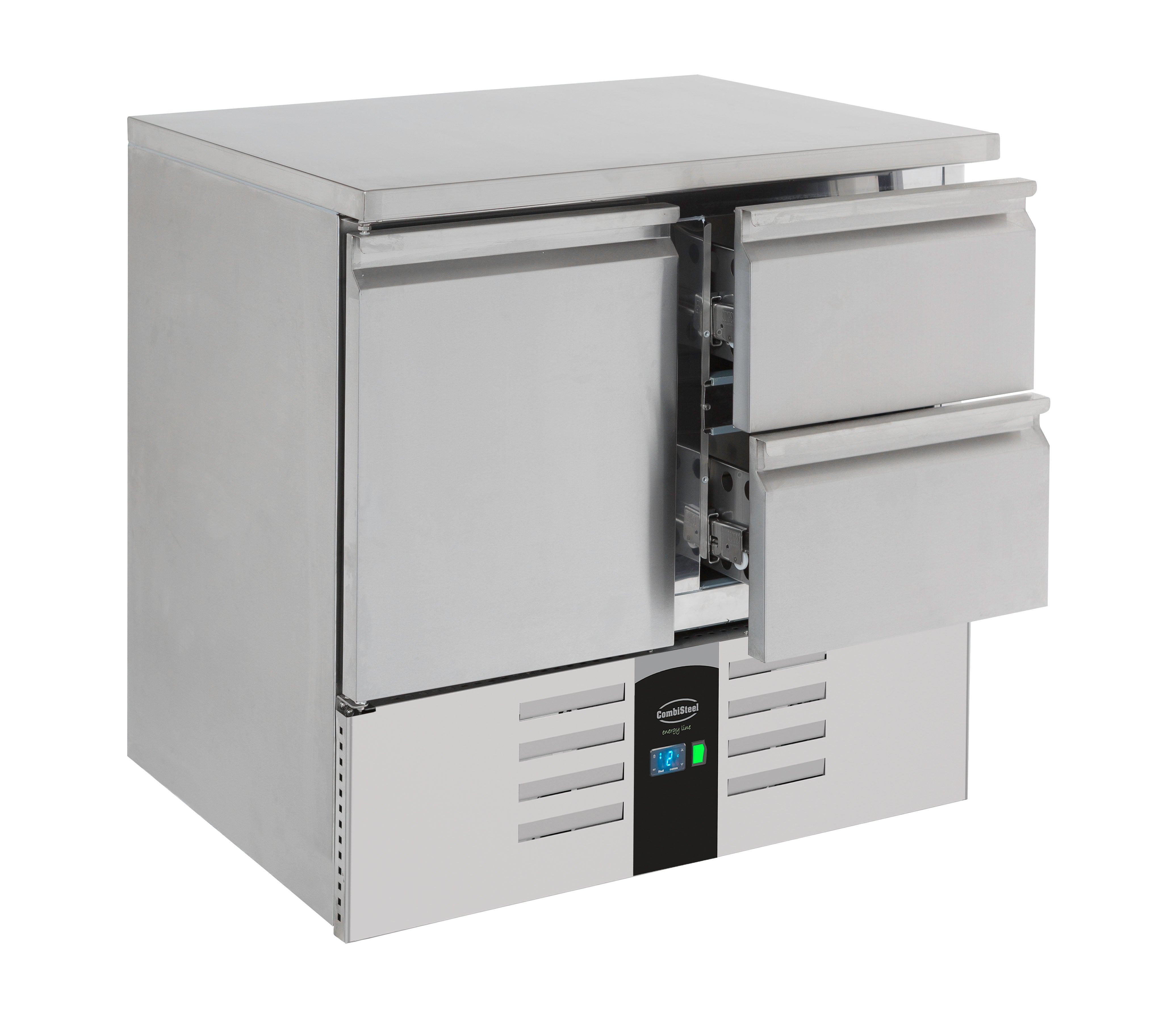 Table réfrigérée positive 1 porte/2 tiroirs Energy line Evaporateur 903x700x870 mm Acier inoxydable Combistee Combisteel - vue 2 - Table réfrigérée positive pro CHR - Cuistéo
