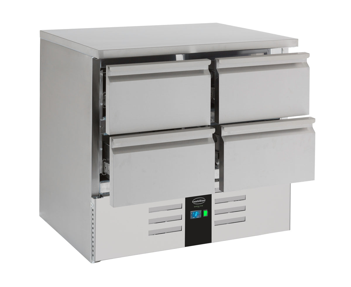 Table réfrigérée posive 4 tiroirs Energy line équipé d'évaporateur 903x700x870 mm Acier inoxydable Combisteel - vue 2 - Table réfrigérée positive pro CHR - Cuistéo