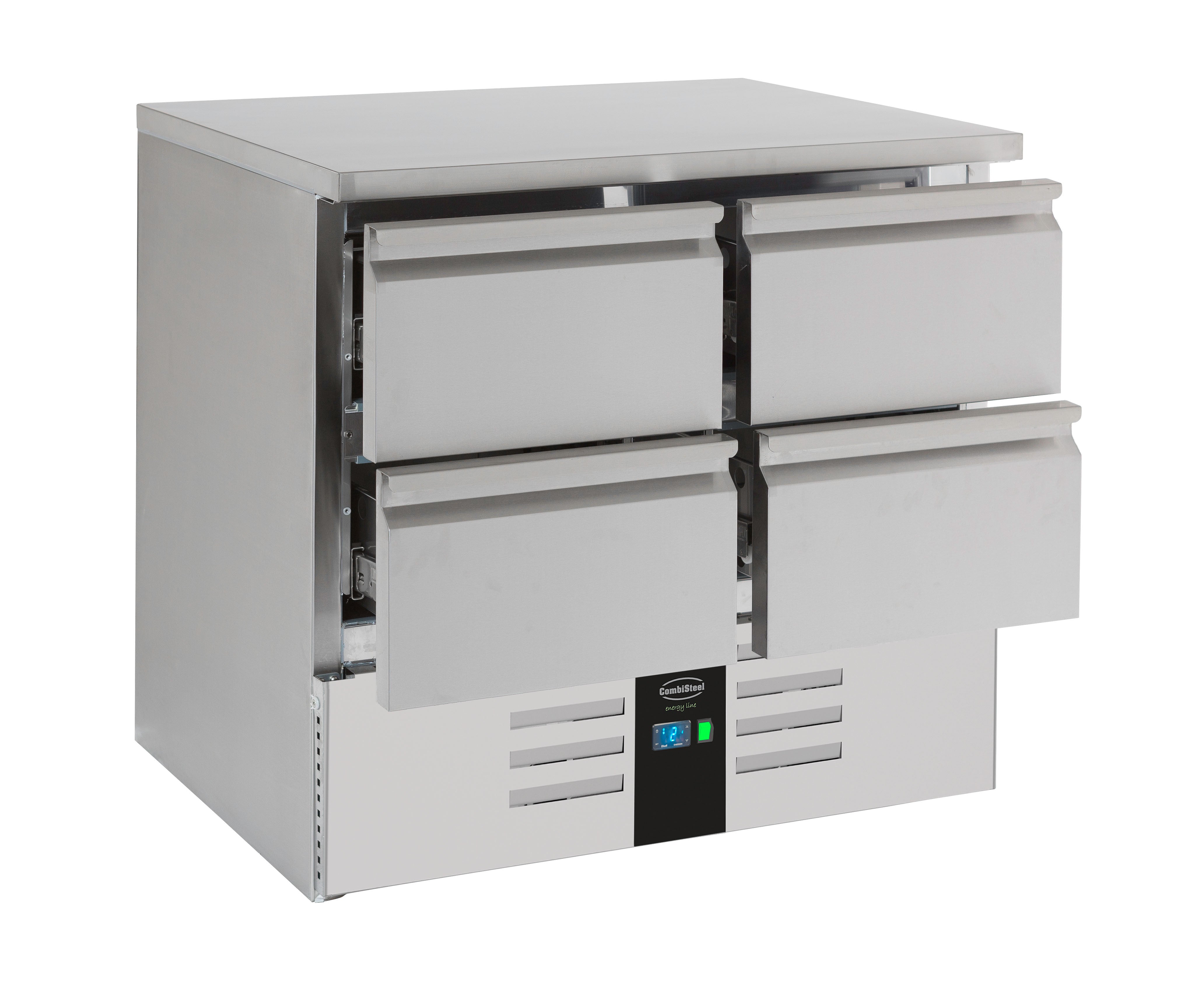 Table réfrigérée posive 4 tiroirs Energy line équipé d'évaporateur 903x700x870 mm Acier inoxydable Combisteel - vue 2 - Table réfrigérée positive pro CHR - Cuistéo
