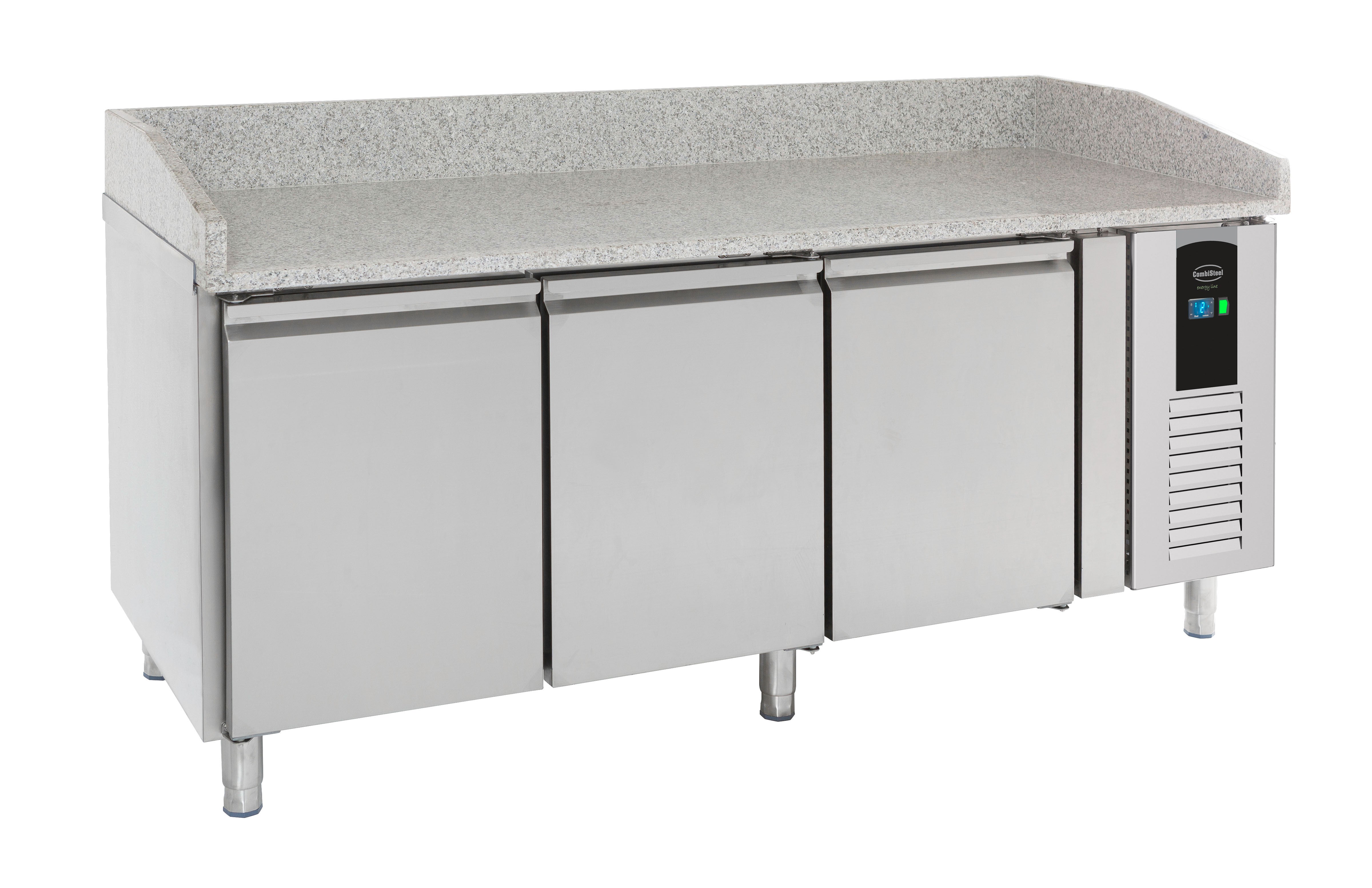 Table de préparation réfrigérée pour pizza 3 portes Energy line 2020x800x1000 mm 0.3 kw 410 l Combisteel - Table réfrigérée pizza professionnel CHR - matériel cuisine pro - Cuistéo
