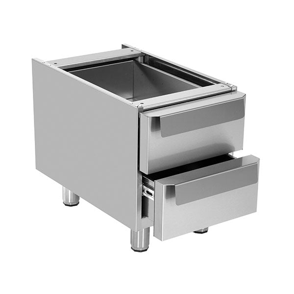 Élément neutre inox soubassement avec tiroirs - L 400 x P 700 x H 600 mm - Unninox