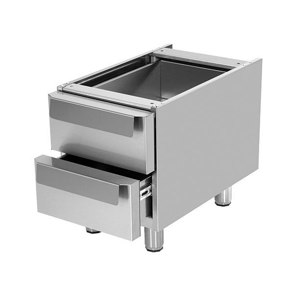 Élément neutre inox soubassement avec tiroirs - L 400 x P 700 x H 600 mm - Unninox