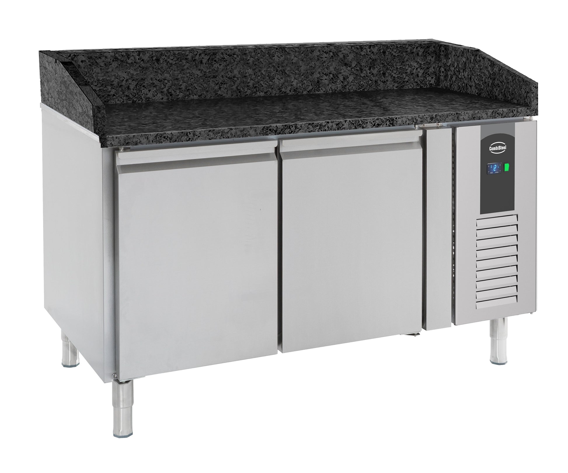 Table préparation pour pizza 2 portes Granit noir 1510x800x1000 mm Combisteel - Table réfrigérée pizza professionnel CHR - matériel cuisine pro - Cuistéo