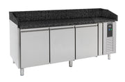 Table réfrigérée pour pizza sur pied 3 portes Granit noir 2025x800x1000 mm Combisteel - Table réfrigérée pizza professionnel CHR - matériel cuisine pro - Cuistéo