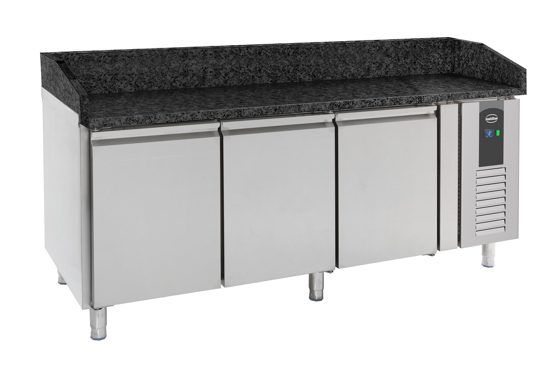 Table réfrigérée pour pizza sur pied 3 portes Granit noir 2025x800x1000 mm Combisteel - Table réfrigérée pizza professionnel CHR - matériel cuisine pro - Cuistéo