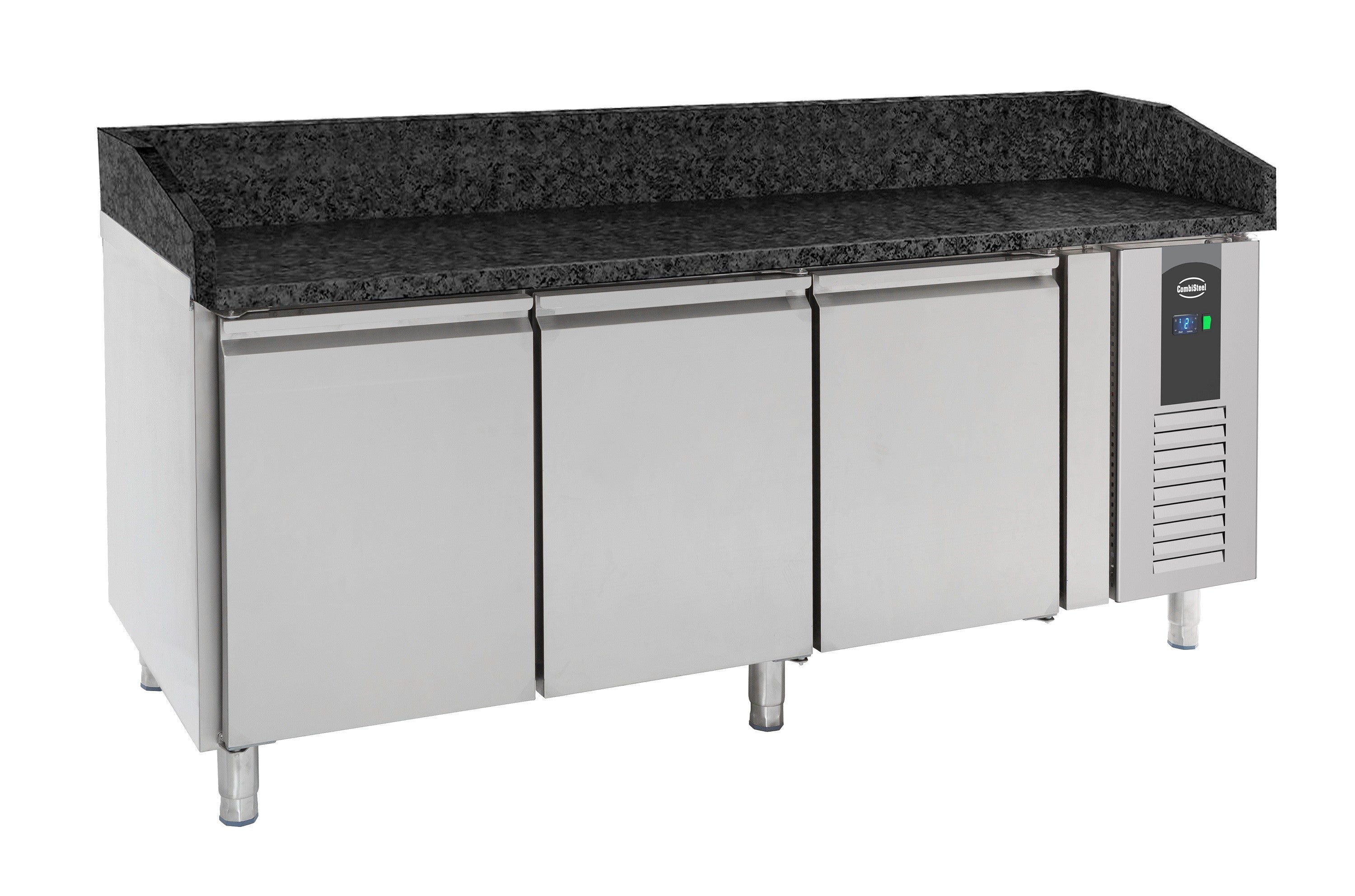 Table réfrigérée pour pizza sur pied 3 portes Granit noir 2025x800x1000 mm Combisteel - Table réfrigérée pizza professionnel CHR - matériel cuisine pro - Cuistéo