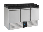 Table réfrigérée pour préparation de pizza 3 portes Granit noir 1400x700x1020 mm Combisteel - Table réfrigérée pizza professionnel CHR - matériel cuisine pro - Cuistéo