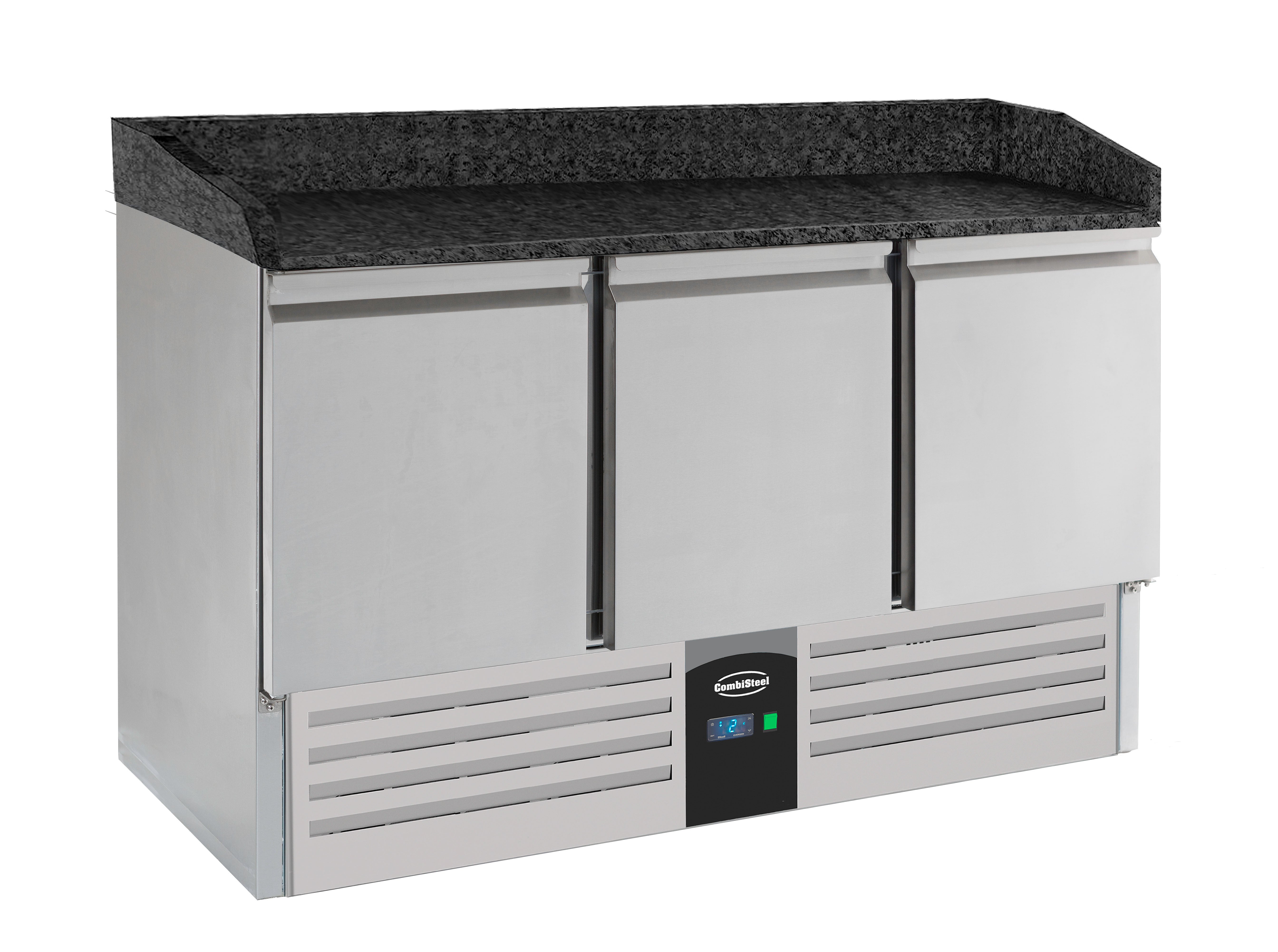 Table réfrigérée pour préparation de pizza 3 portes Granit noir 1400x700x1020 mm Combisteel - Table réfrigérée pizza professionnel CHR - matériel cuisine pro - Cuistéo