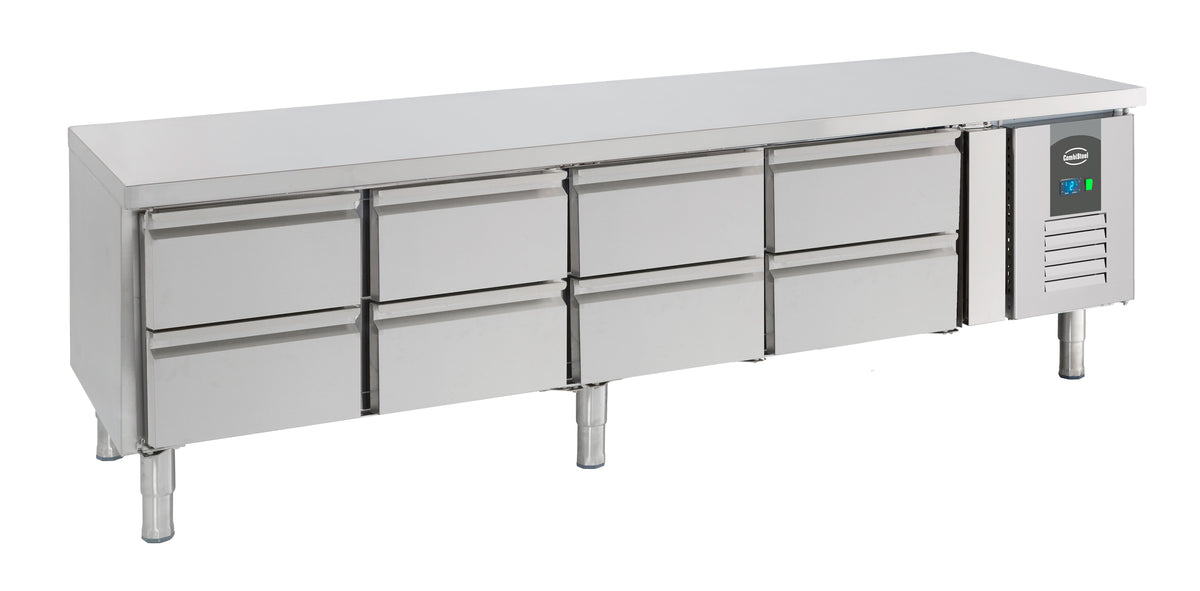 Table réfrigérée positive CHR 8 tiroirs Acier inoxydable 2000x700x650 mm 0.27 kw 402 l Combisteel - Soubassement Réfrigéré professionnel CHR - matériel cuisine pro - Cuistéo