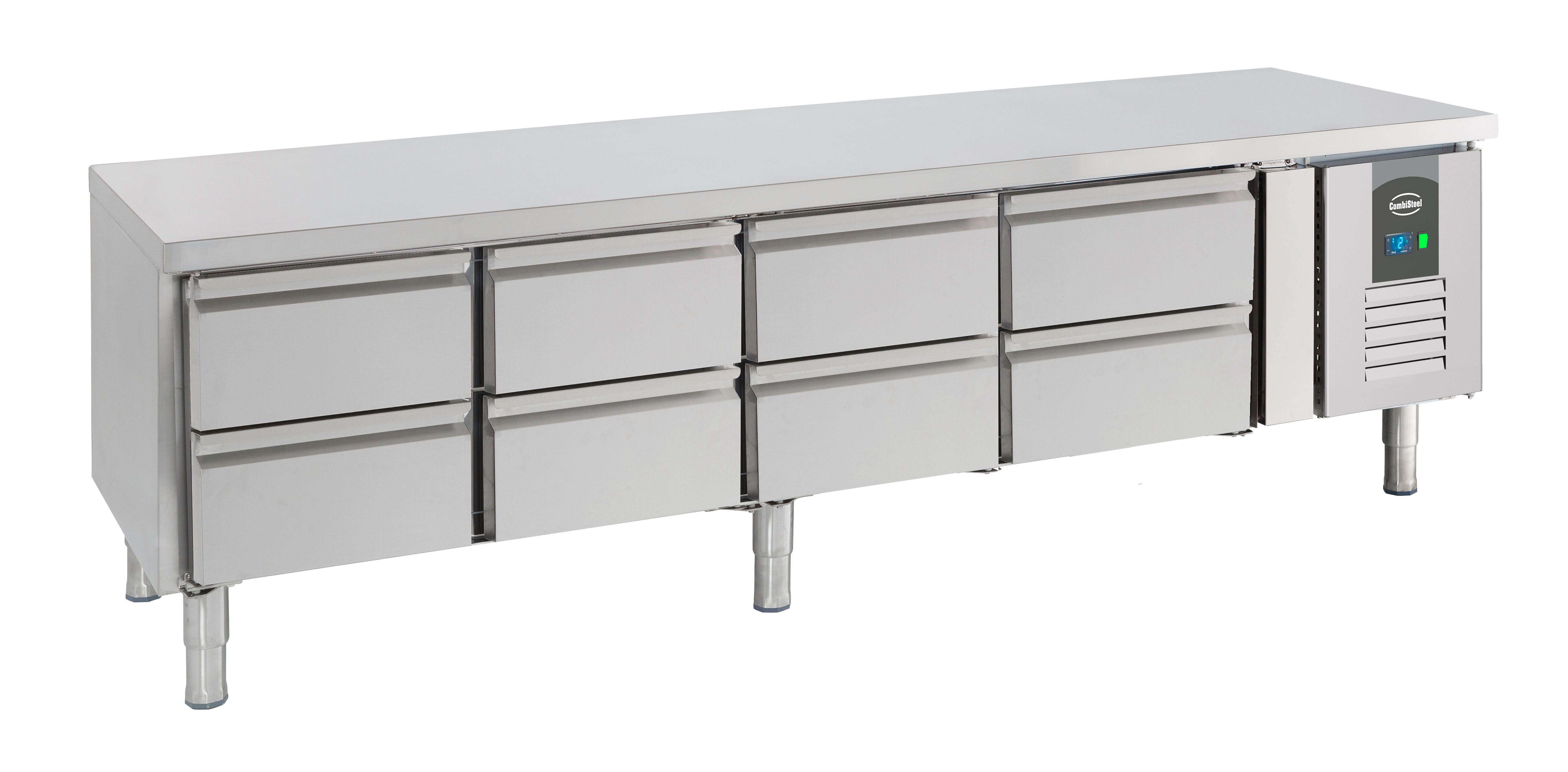 Table réfrigérée positive CHR 8 tiroirs Acier inoxydable 2000x700x650 mm 0.27 kw 402 l Combisteel - Soubassement Réfrigéré professionnel CHR - matériel cuisine pro - Cuistéo