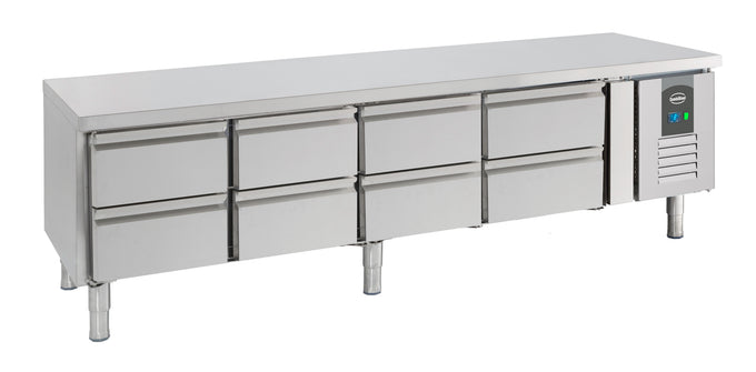 Table réfrigérée positive CHR 8 tiroirs Acier inoxydable 2000x700x650 mm 0.27 kw 402 l Combisteel - Soubassement Réfrigéré professionnel CHR - matériel cuisine pro - Cuistéo