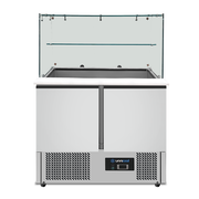 Saladette réfrigérée vitrée - 2 portes - 240 L - froid statique - L 900 x P 700 x H 850 mm - Unninox